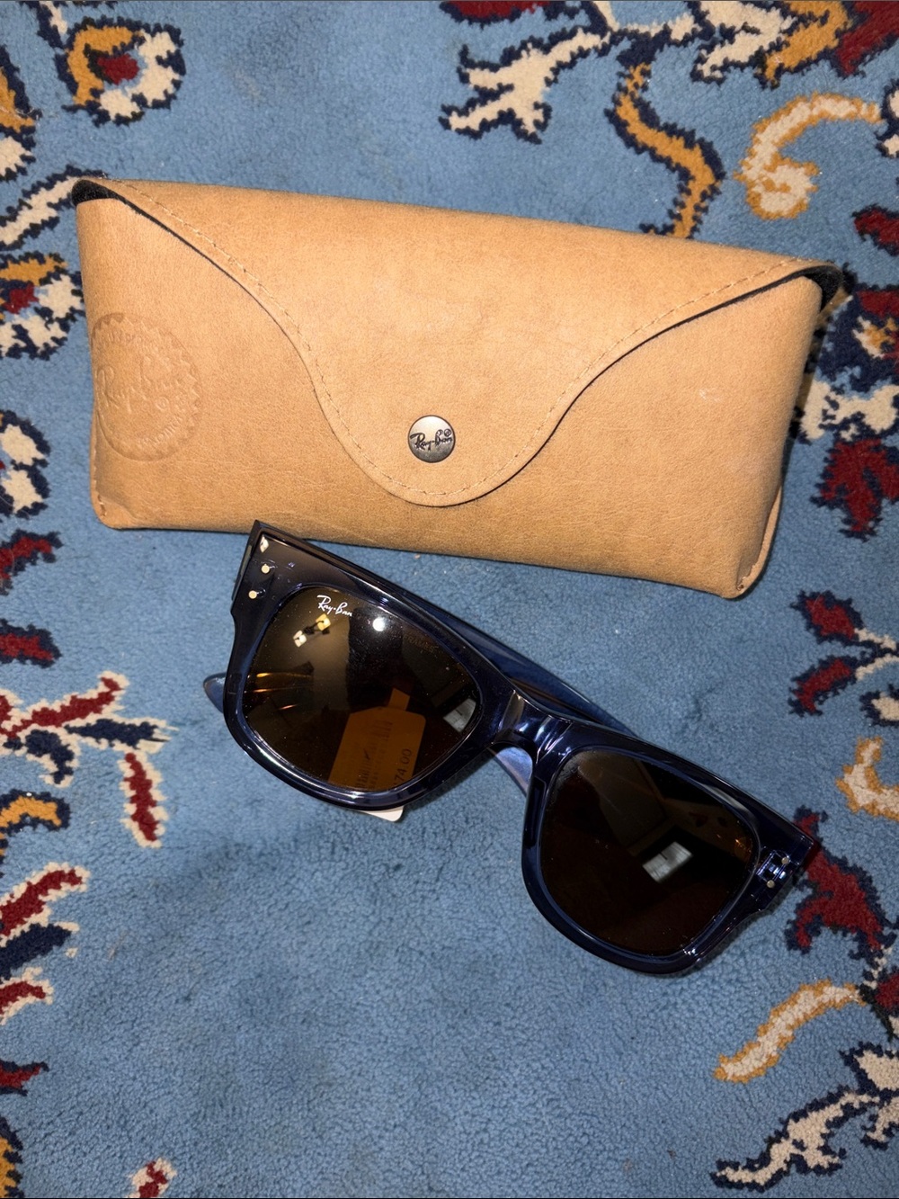 NWT Ray-Ban RB0440S Mega Wayfarer Sunglasses Dark Blue 51mm w/ Case